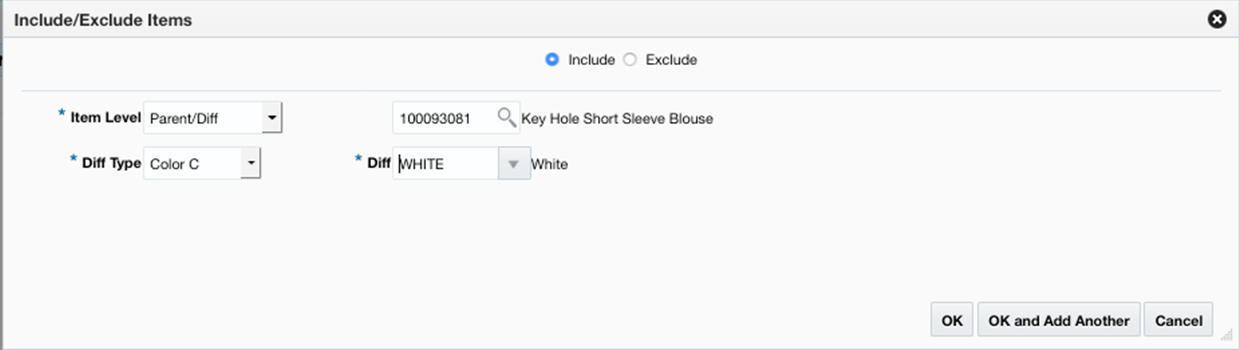 Include/Exclude Items