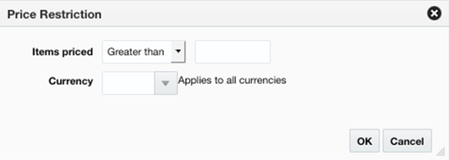Price Restriction Pop-up