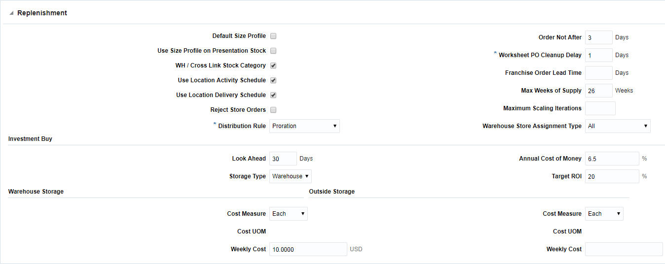 Replenishment section