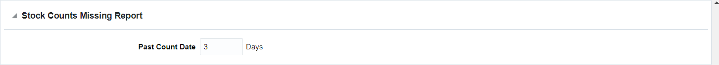 Stock Counts Missing Report section