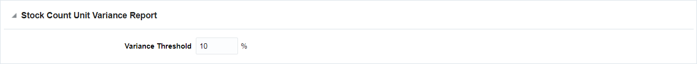Stock Count Unit Variance Report section