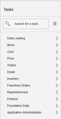 Tasks Menu - Grouped View