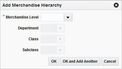 Add Merchandise Hierarchy window