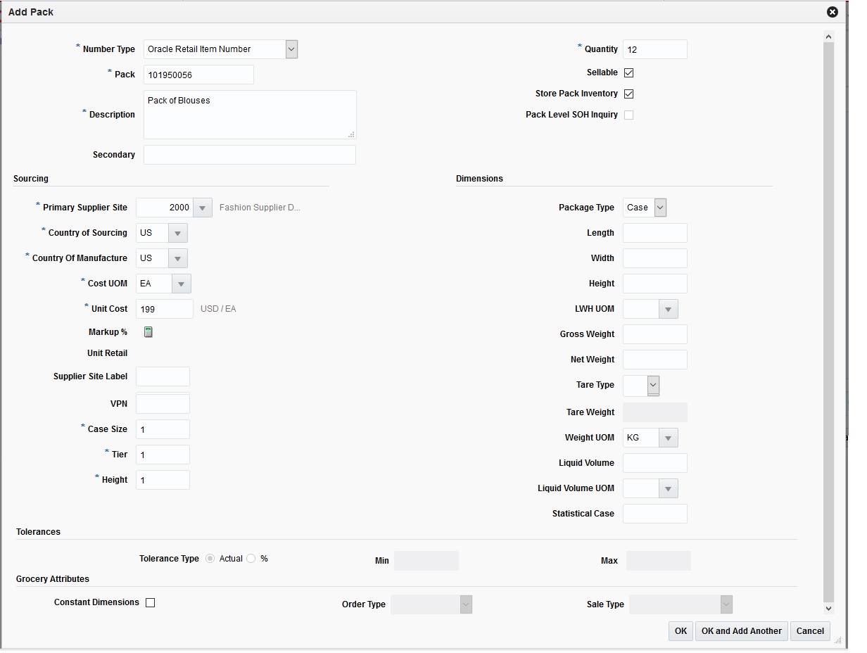 Add Pack Page