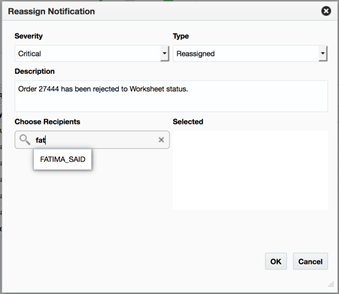 Reassign Notification Dialog