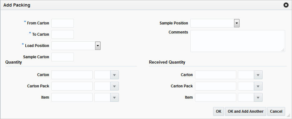 Add Packing window