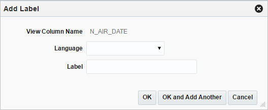 Add Label window
