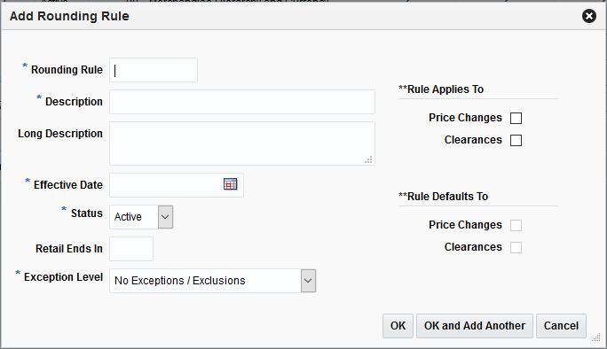 Add Rounding Rule dialog