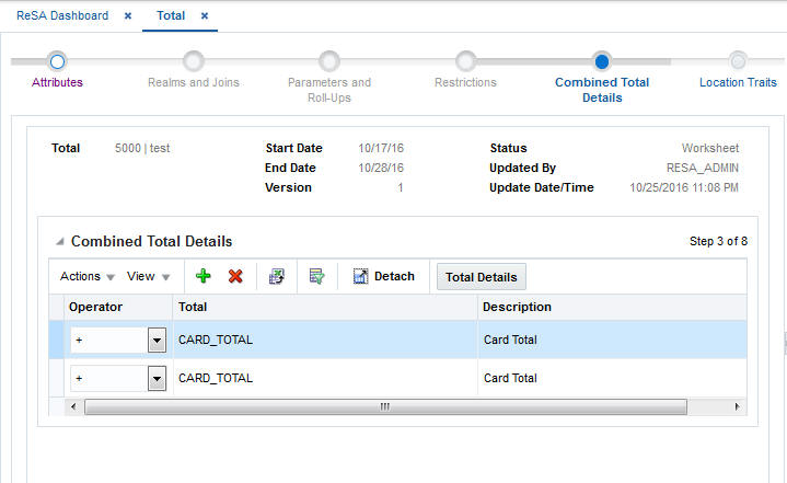 Combined Total Details Window