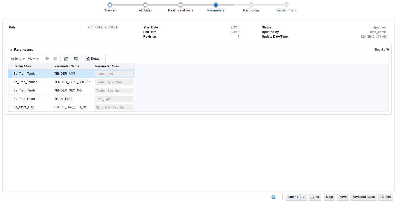 Parameters Window