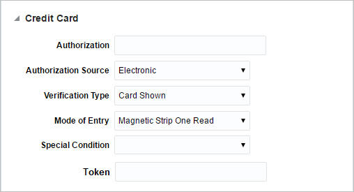 Credit Card Section on Transaction Maintenance