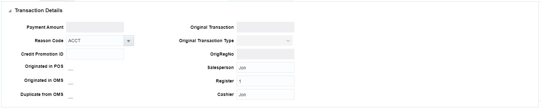 Transaction Details Screen