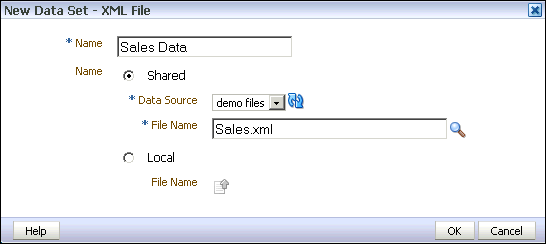 Xmlファイルを使用したデータ セットの作成