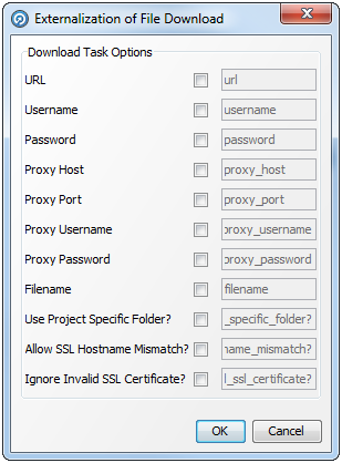 File Download Externalization dialog