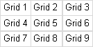 9つのグリッドに分割されたスプレッドシートの例