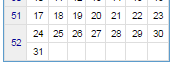 This image shows an example of the 52nd week in a financial year consisting of eight days.