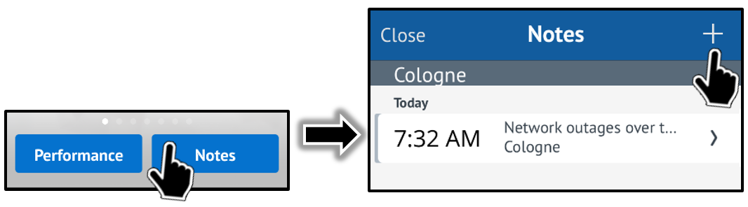 This image shows the notes button.