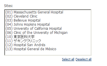 List box. Contains options that you can select.