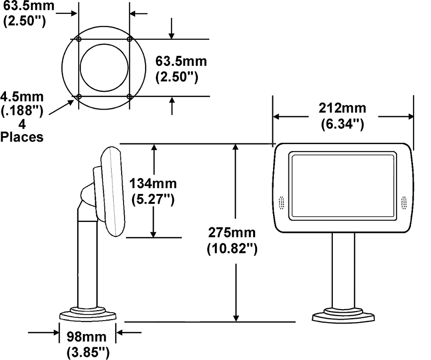 This figure shows the Pole Mount (6”) Protégé Customer Display.