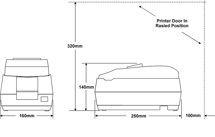 U200D Roll Printer Dimensions