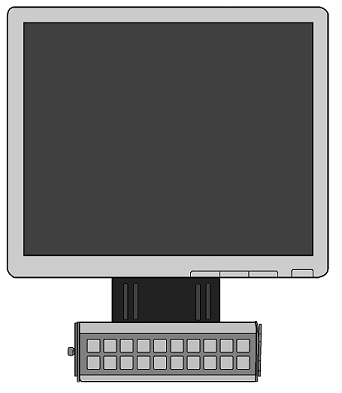 This figure shows the typical KDS monitor bumpbar and mounting bracket.