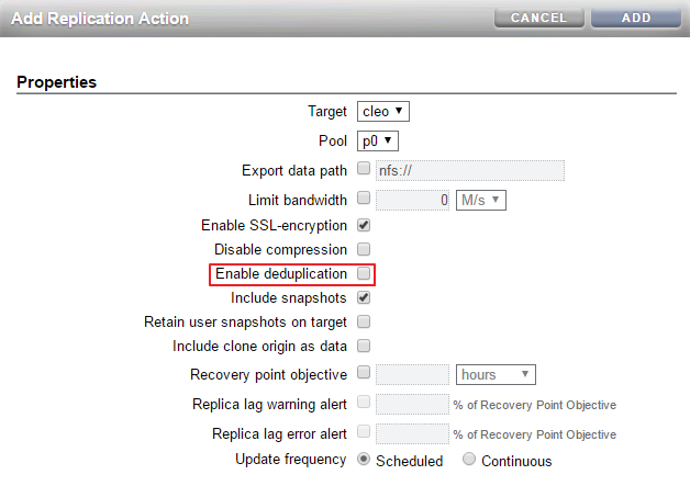 image:복제 작업의 Dedup 등록 정보를 보여주는 이미지