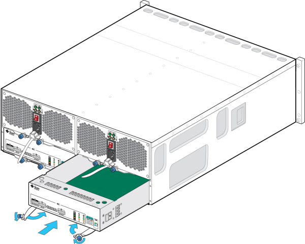 image:Sun Disk Shelf SIM 보드를 설치하는 방법을 보여주는 그림