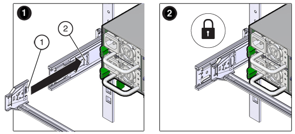 Gráfico en el que se muestra cómo insertar el organizador de cables en el rack image:Gráfico en el que se muestra cómo insertar el organizador de cables en el rack