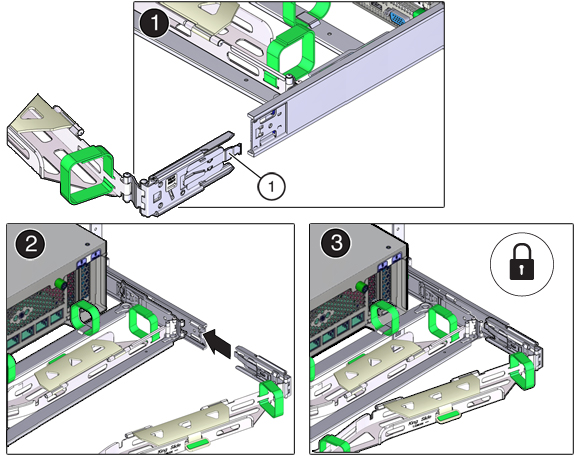 Gráfico en el que se muestra cómo insertar el conector C en el rack image:Gráfico en el que se muestra cómo insertar el conector C en el rack