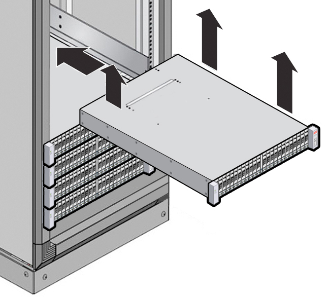 image:Lifting and resting the shelf on the bottom rails