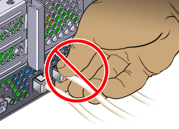 image:Gráfico en el que se muestra cómo no quitar el cable RJ-45 de un puerto serie de un cluster