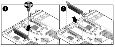 image:Gráfico en el que se muestra cómo extraer una placa de memoria PCIe de un controlador 7120 o 7320