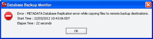 Error - Metadata Database replication error