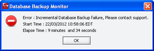 ERror - Incremental database backup failure