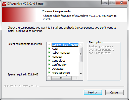 Choose DIVArchive Components to Install