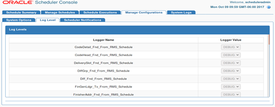 Log Level page