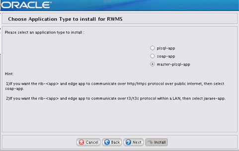 Screen: rib-rwms install type