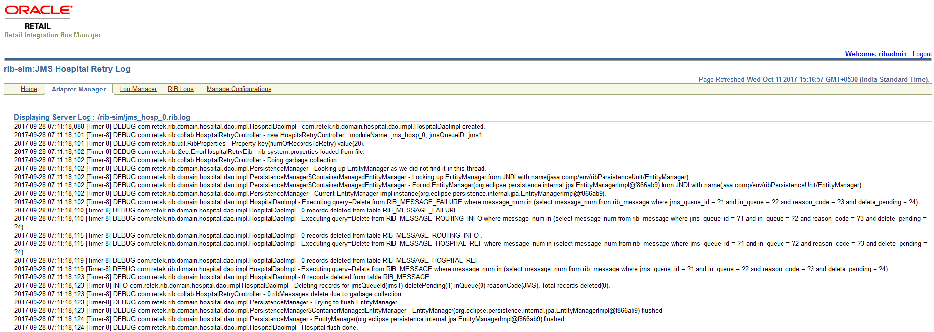 JMS Hospital Retry Log