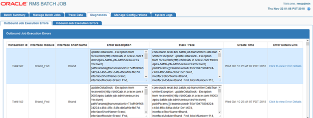 outbound job execution errors