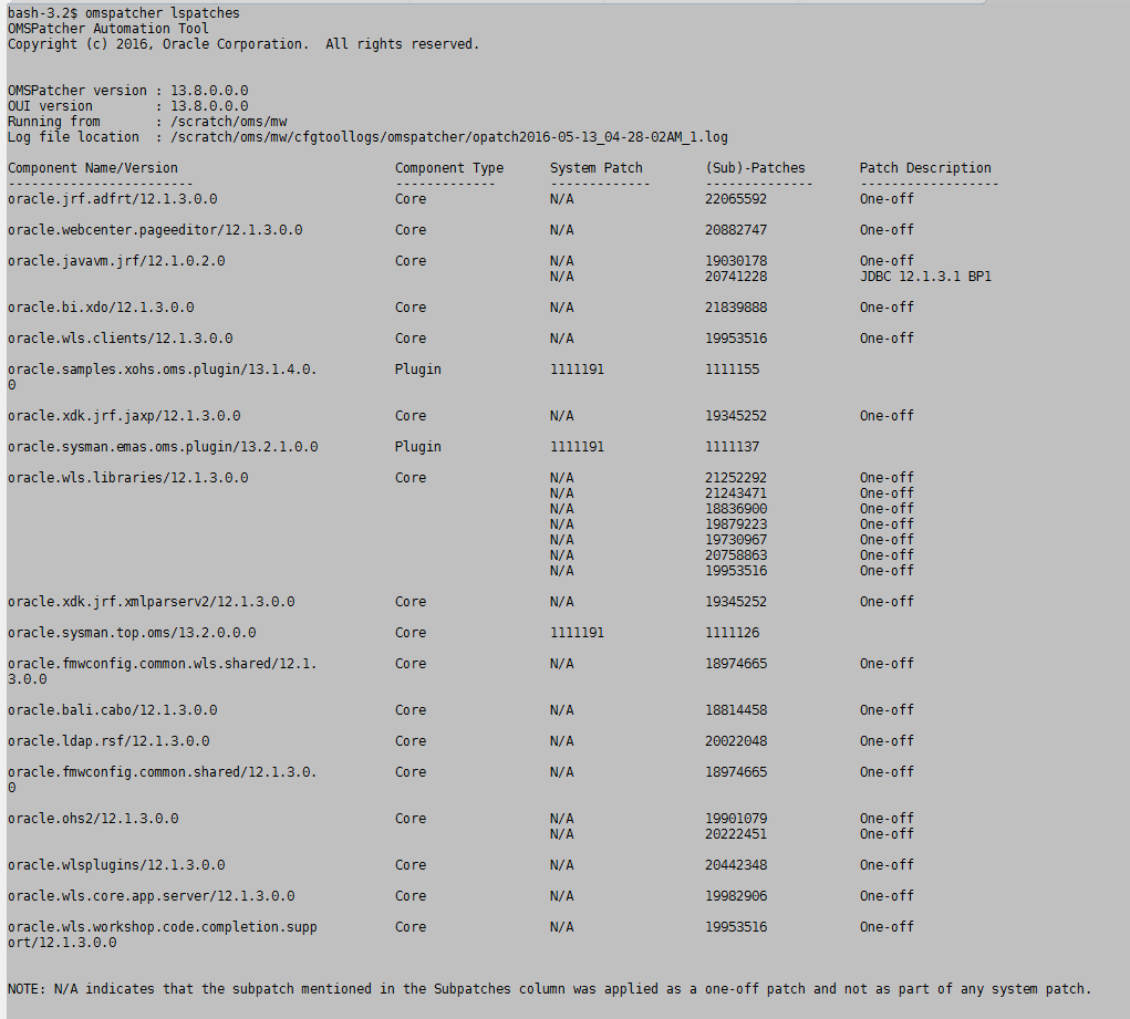 OMSPatcher lspatchesのサンプル出力