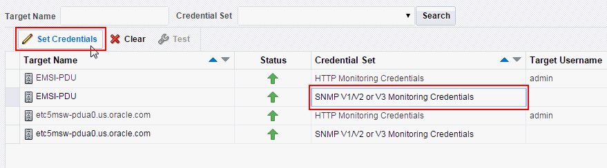 SNMP資格証明の設定