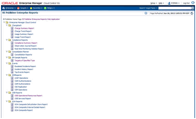 Enterprise Managerを介して表示されるBI Publisherレポート