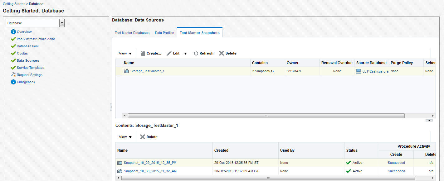 スナップショット・プロファイルのリフレッシュ