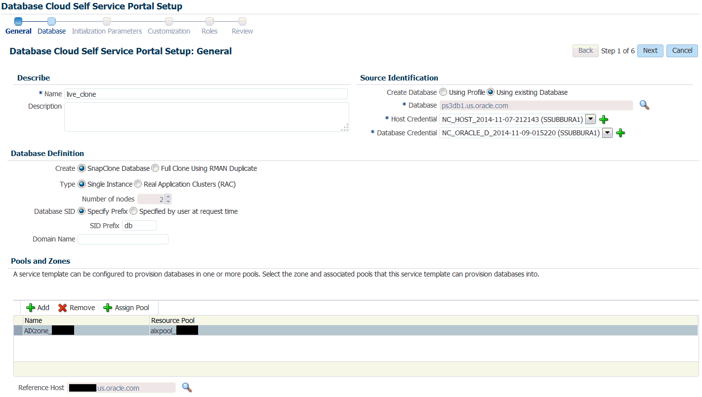 サービス・テンプレートの作成: 一般: EMCスナップ・クローン