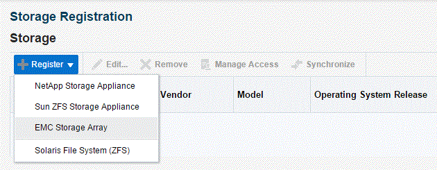 EMCのストレージ登録ページ