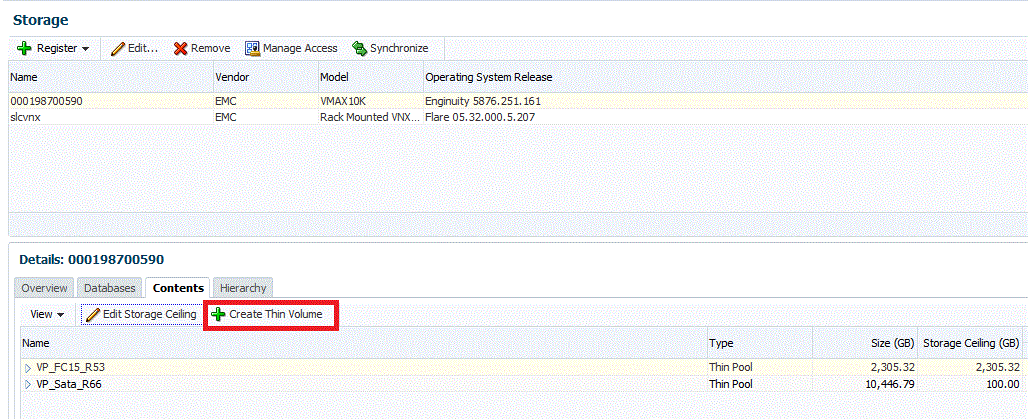 「シン・ボリュームの作成」ボタン