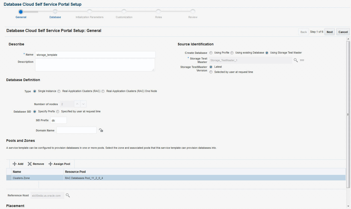 サービス・テンプレートの作成: 一般(スナップ・クローン)