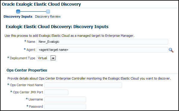 「仮想Exalogicを検出するウィザード」スクリーン・ショットの例