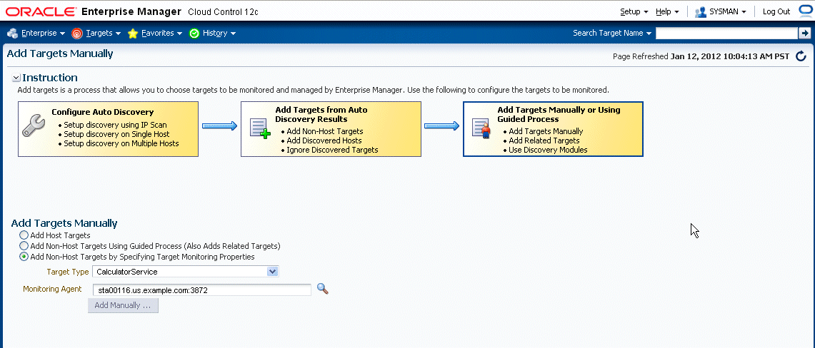 画像は、手動によるターゲットの追加を示しています。