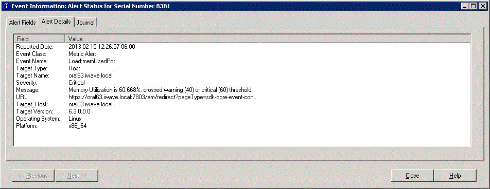 IBM Netcool/OMNIbusコンソールのイベント詳細 IBM Netcool/OMNIbusコンソールのイベント詳細